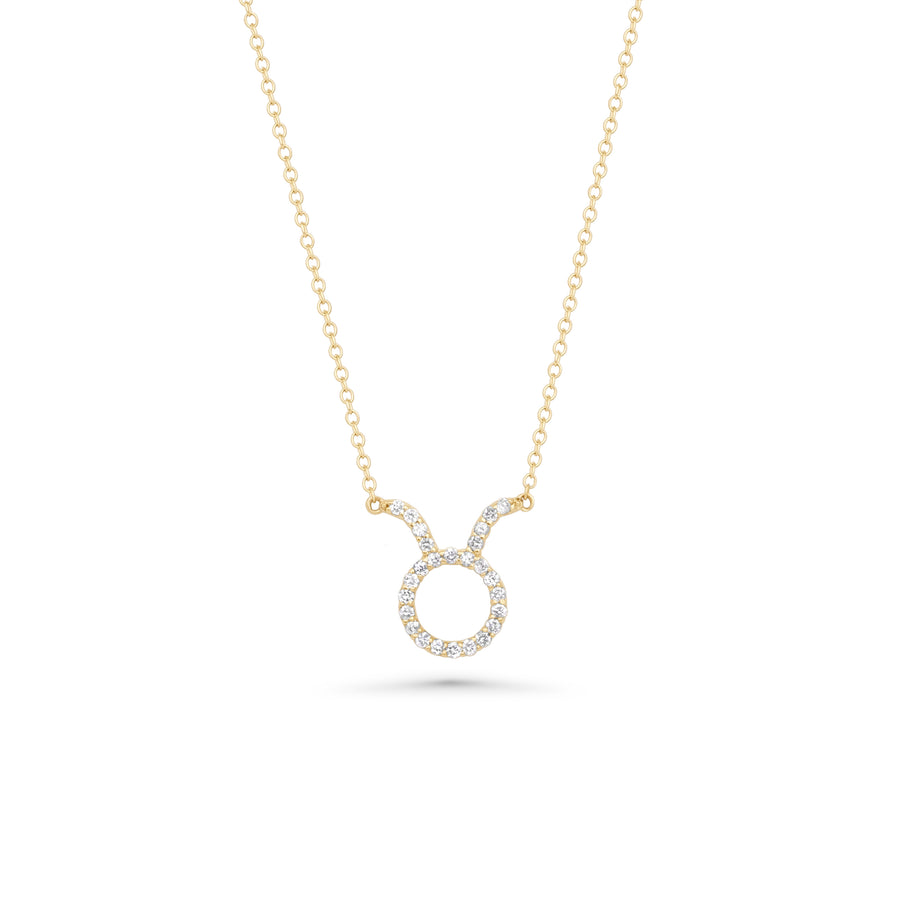 0.1 Cts White Diamond Taurus Necklace in 14K Gold