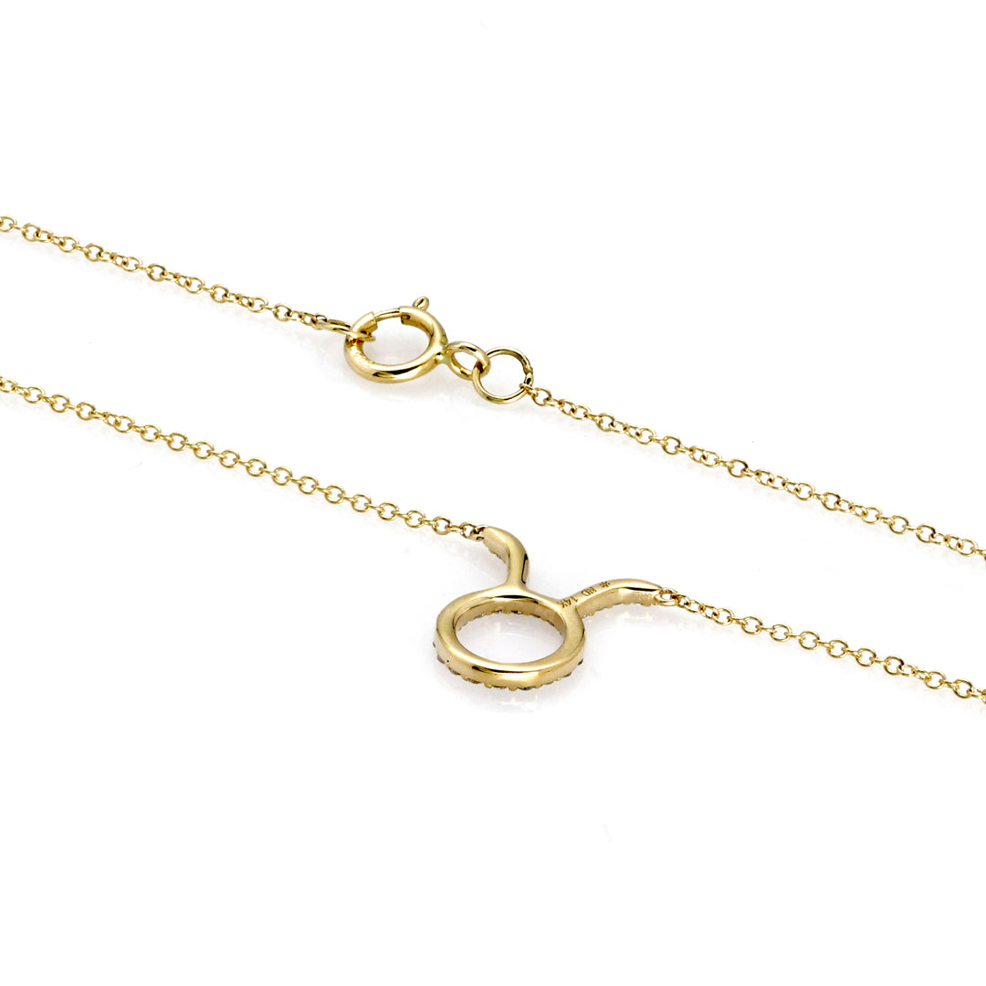 0.1 Cts White Diamond Taurus Necklace in 14K Gold