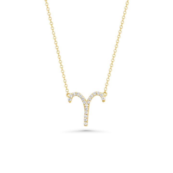 0.08 Cts White Diamond Aries Necklace in 14K Gold