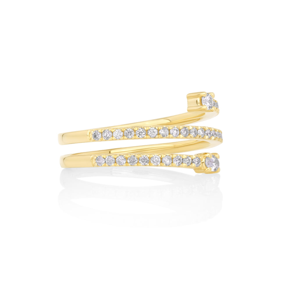 0.39 Cts White Diamond Ring in 14K Yellow Gold