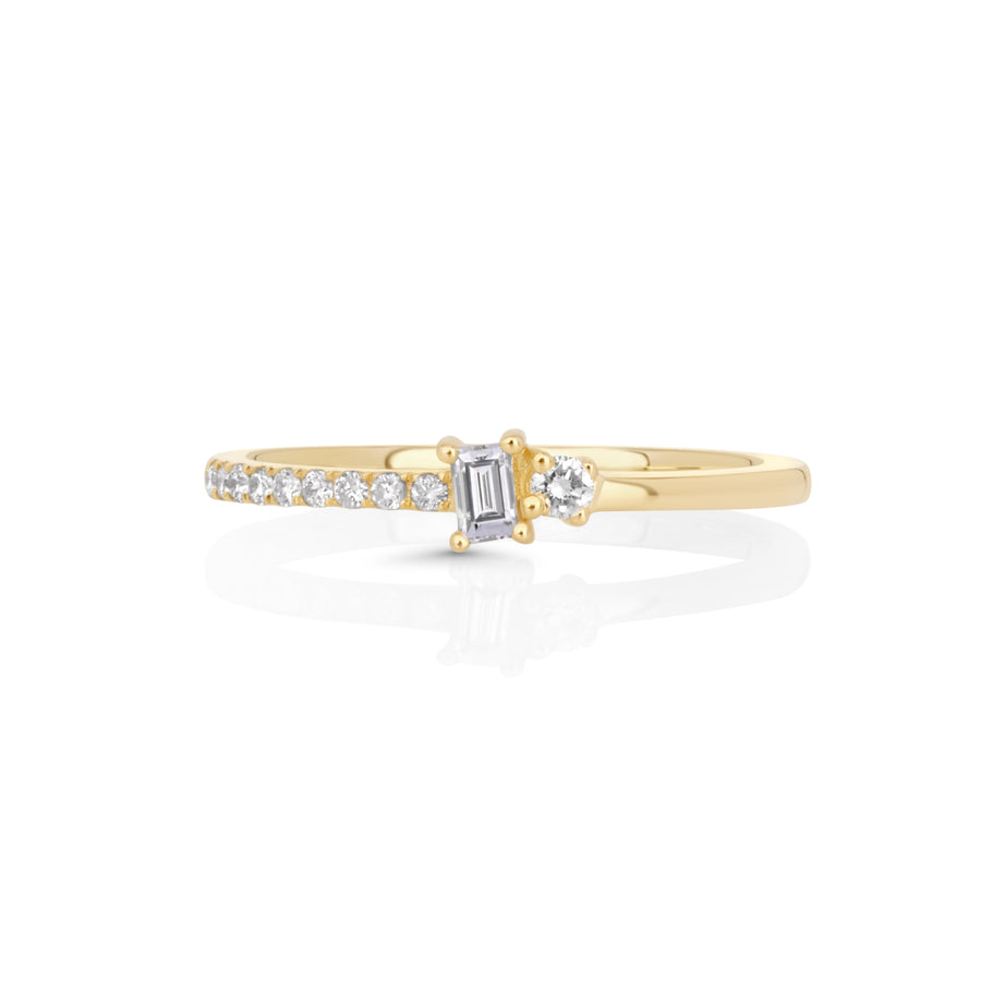 0.17 Cts White Diamond Ring in 14K Yellow Gold