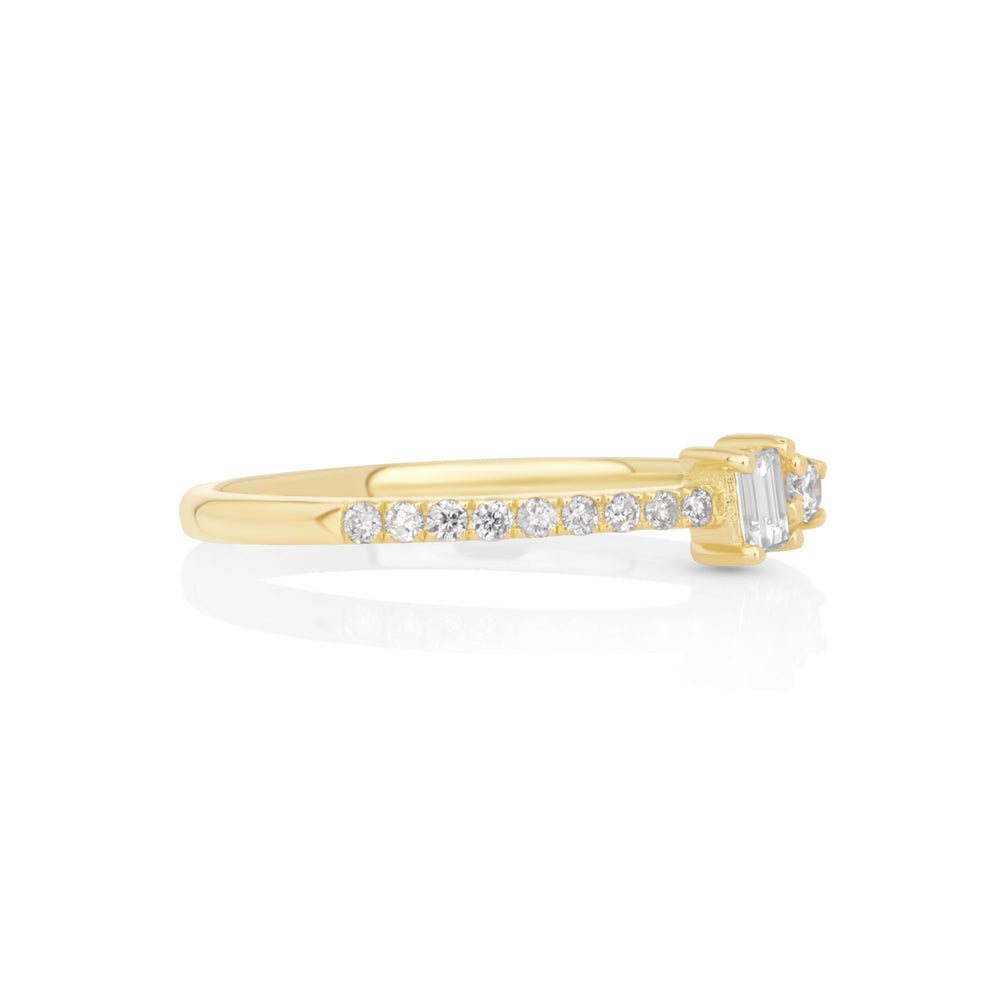 0.17 Cts White Diamond Ring in 14K Yellow Gold