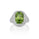7.34 Cts Peridot and White Diamond Ring in 14K White Gold
