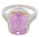 9.91 Cts Kunzite and White Diamond Ring in 14K White Gold
