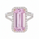 9.55 Cts Kunzite and White Diamond Ring in 14K White Gold