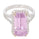 9.55 Cts Kunzite and White Diamond Ring in 14K White Gold