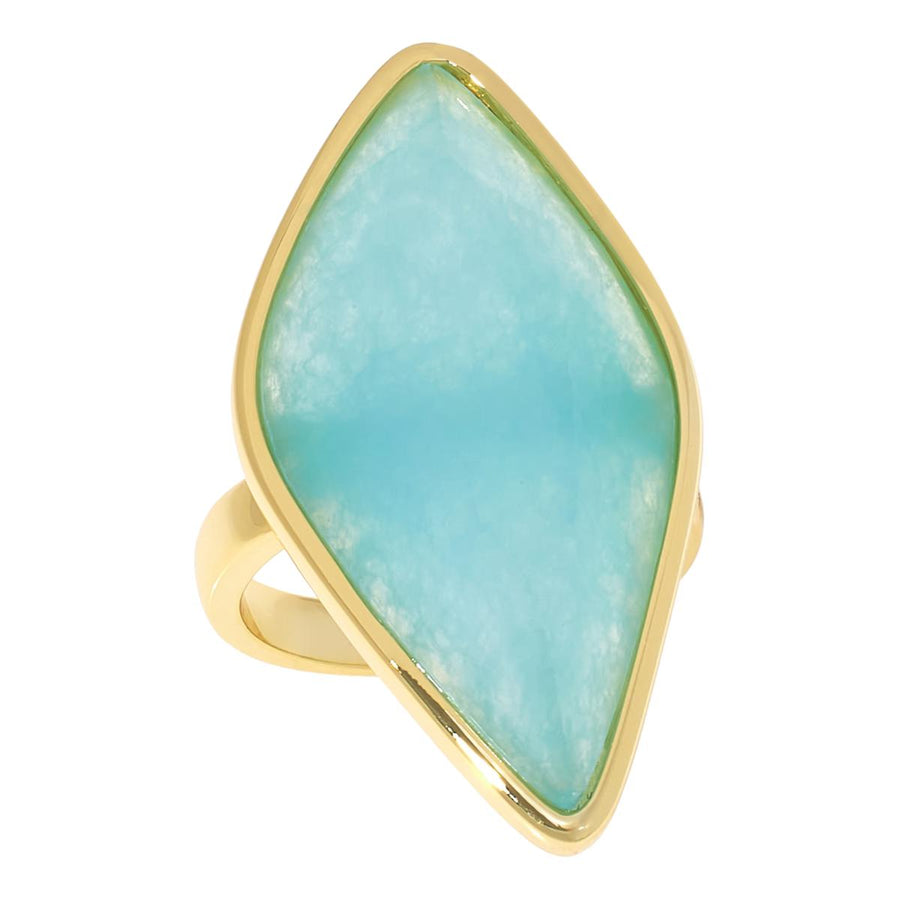 16.20 Cts Green Chalcedony Ring in Brass