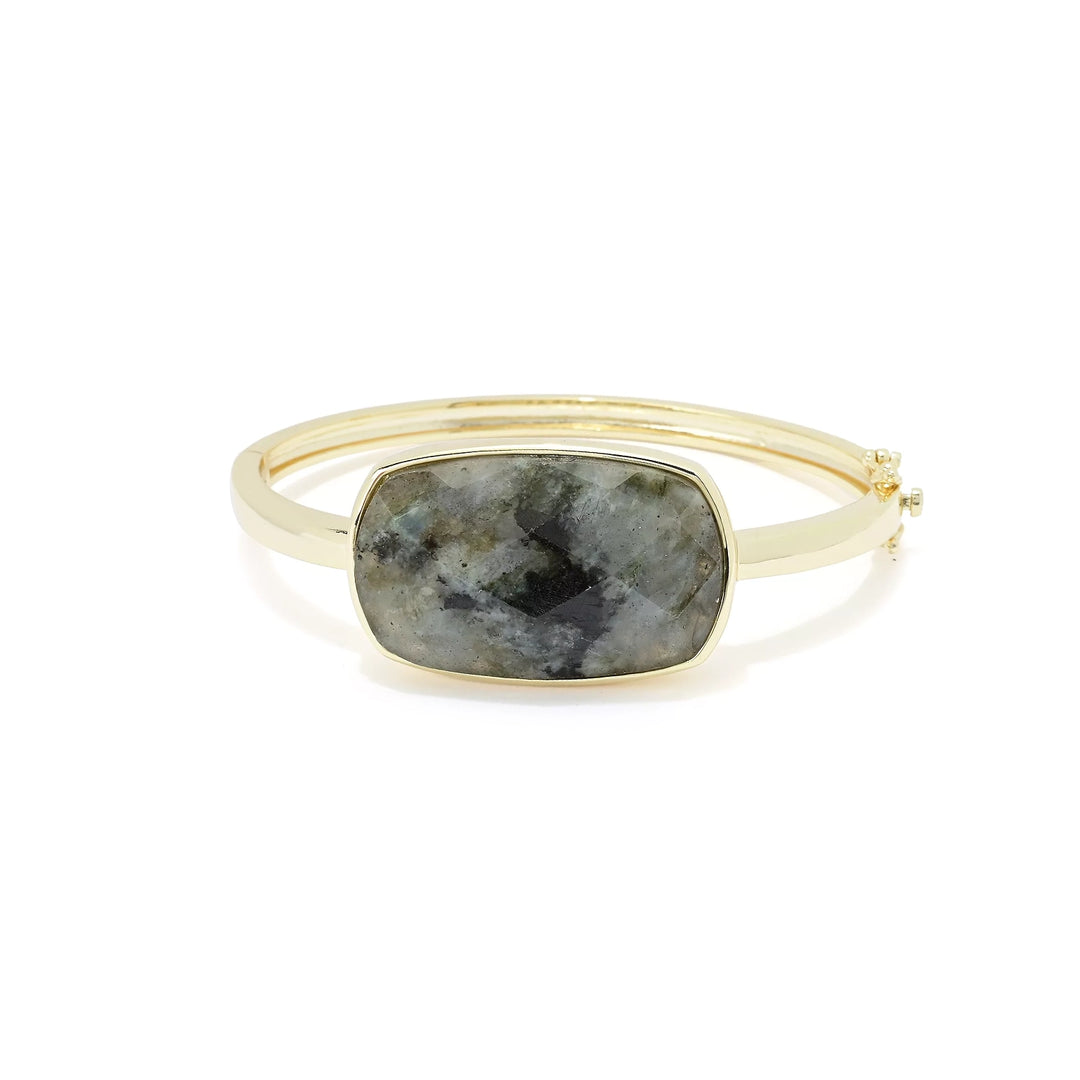 Labradorite Cuff Bracelet in 18K Gold Plated Brass