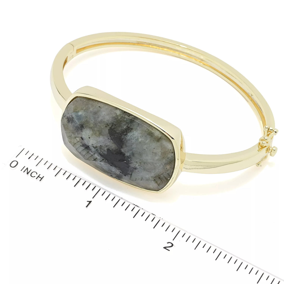 Labradorite Cuff Bracelet in 18K Gold Plated Brass