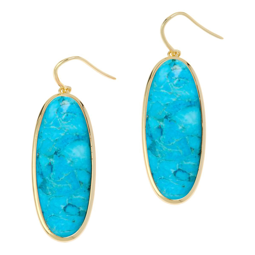 40.80 Cts Composite Turquoise Dangle Earring in Brass