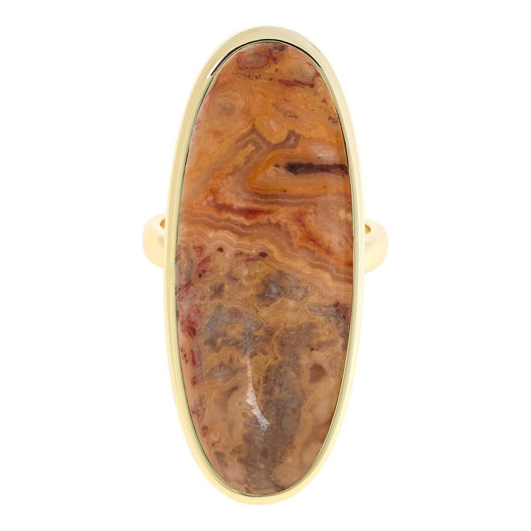 12.20 Cts Indonesian Agate Ring in Brass