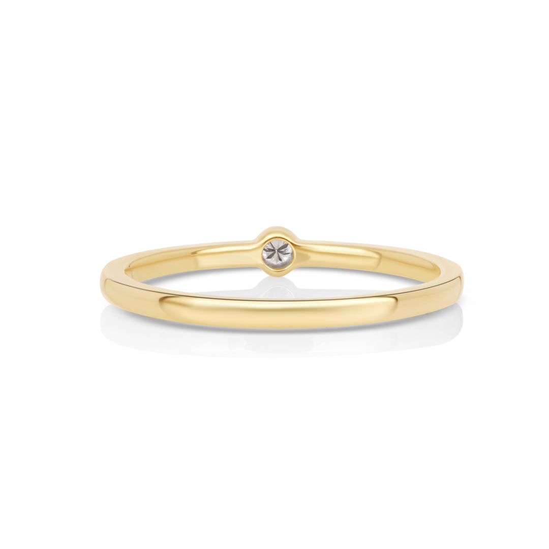 0.03 Cts White Diamond Ring in 14K Yellow Gold