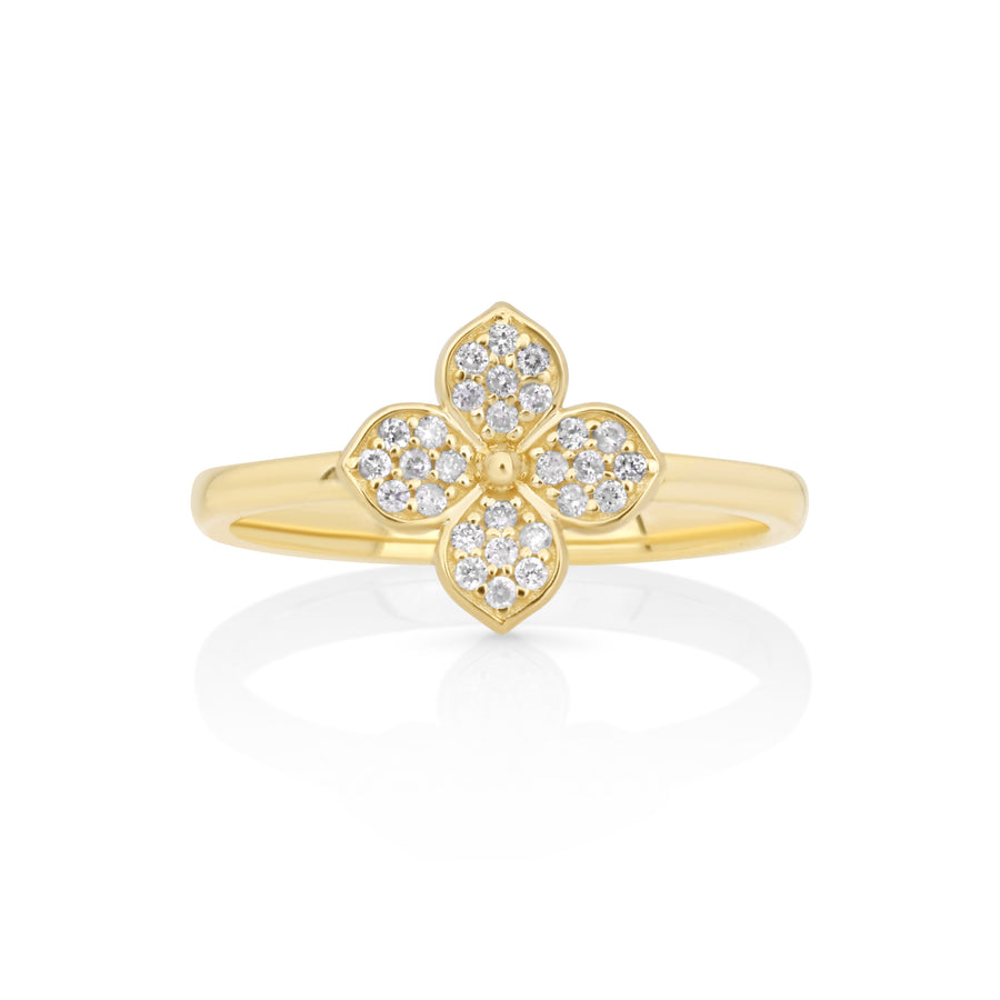 0.14 Cts White Diamond Ring in 14K Yellow Gold