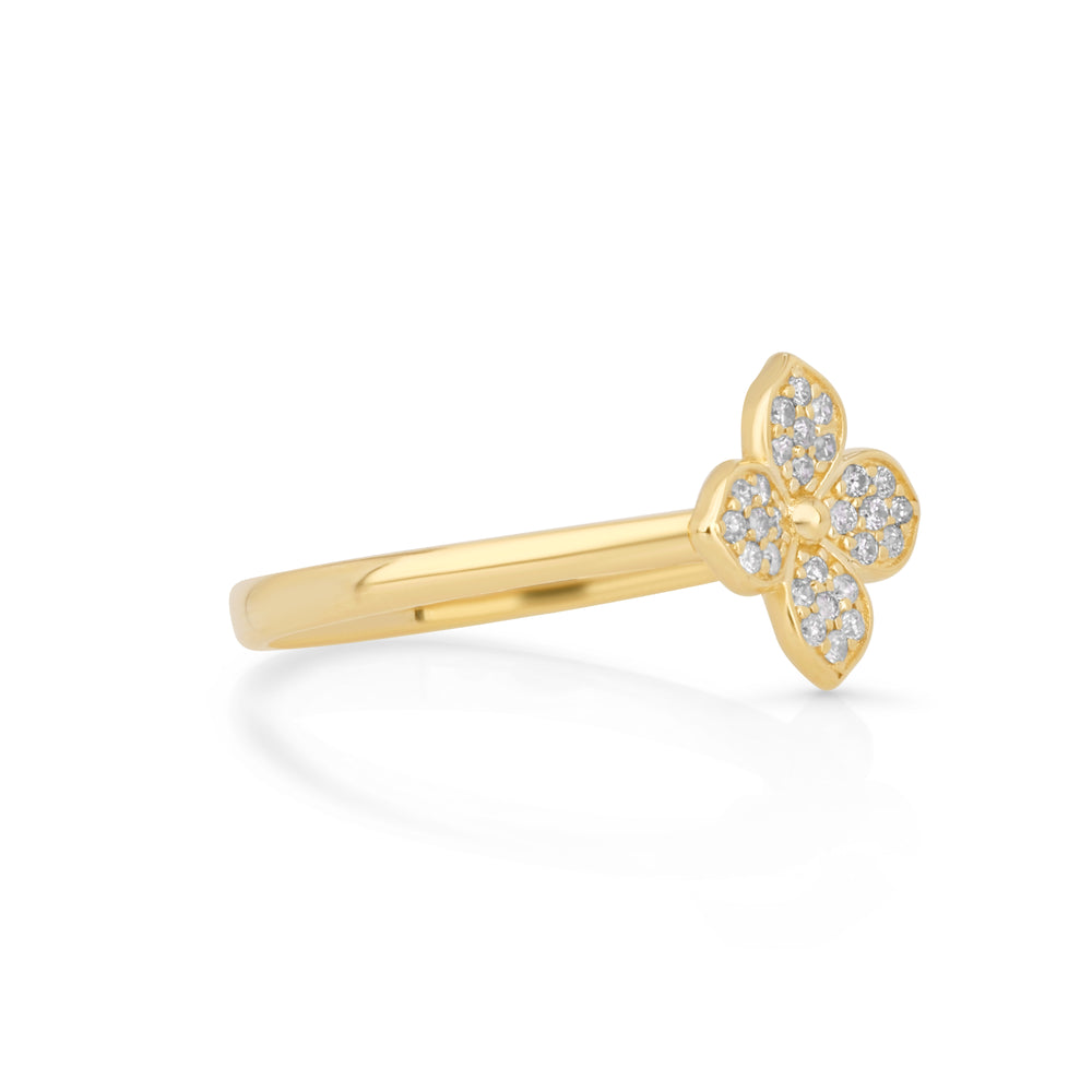 0.14 Cts White Diamond Ring in 14K Yellow Gold