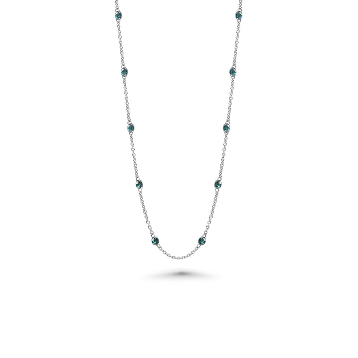 1.62 Cts Blue Diamond Necklace in 14K White Gold