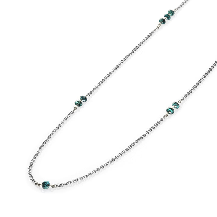 0.80 Cts Blue Diamond Necklace in 14K White Gold