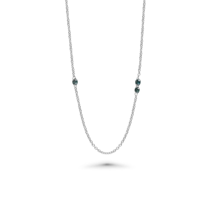 0.53 Cts Blue Diamond Necklace in 14K White Gold