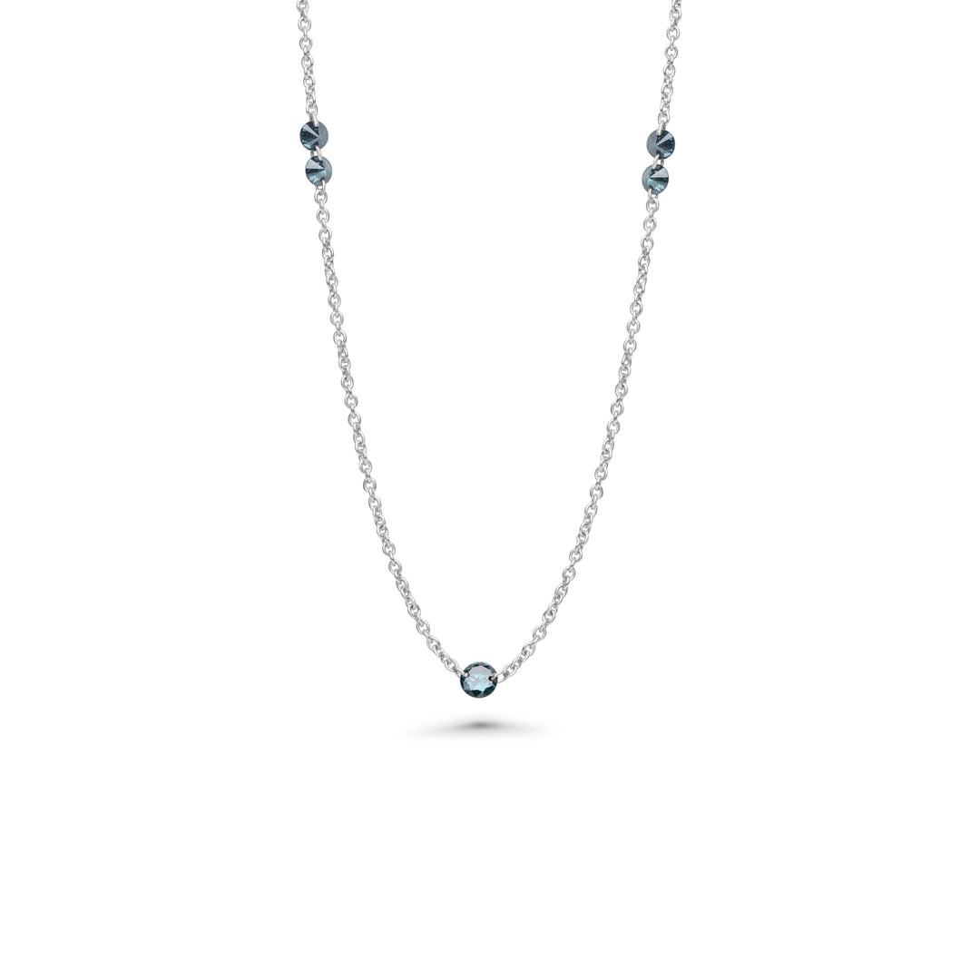 0.75 Cts Blue Diamond Necklace in 14K White Gold