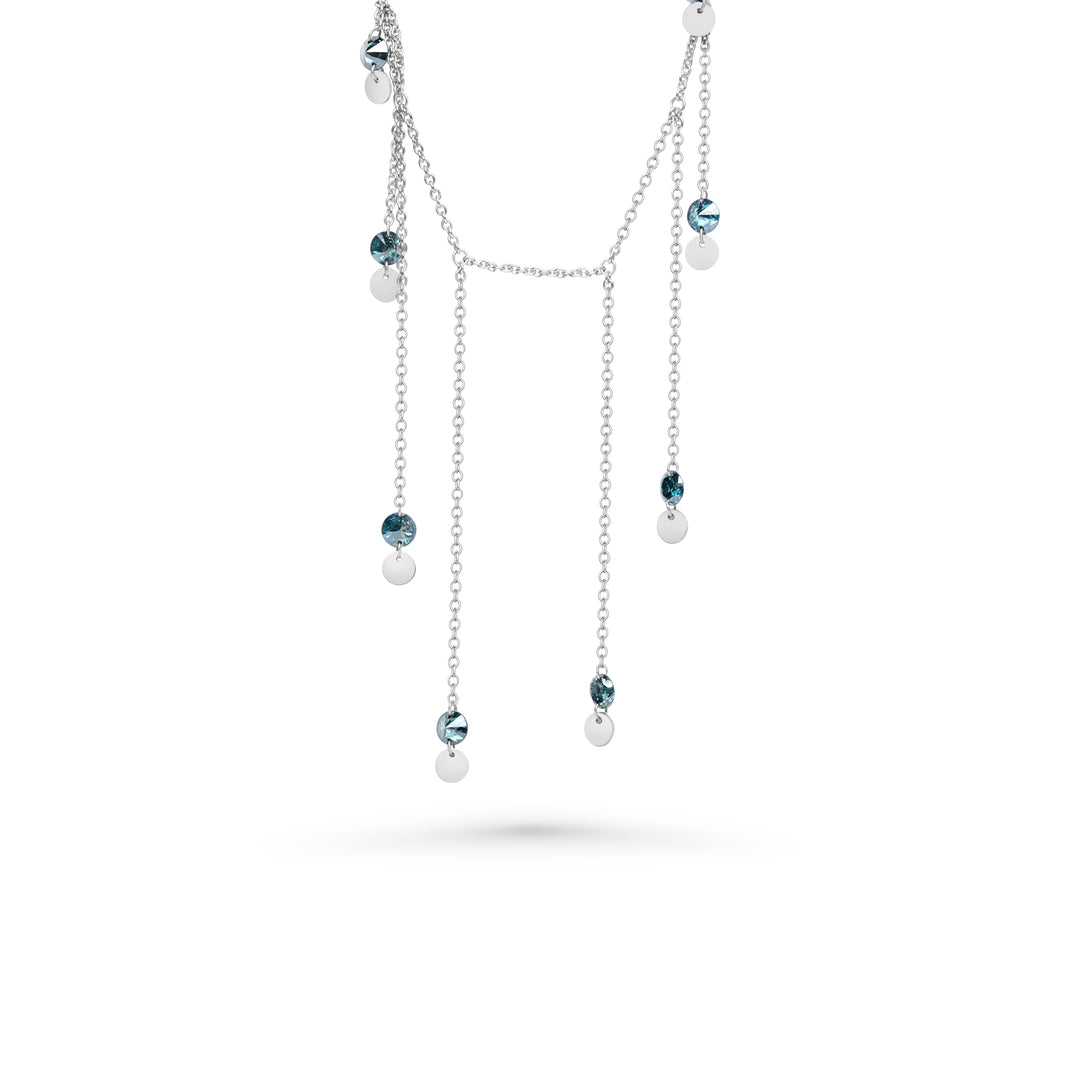 1.92 Cts Blue Diamond Necklace in 14K White Gold