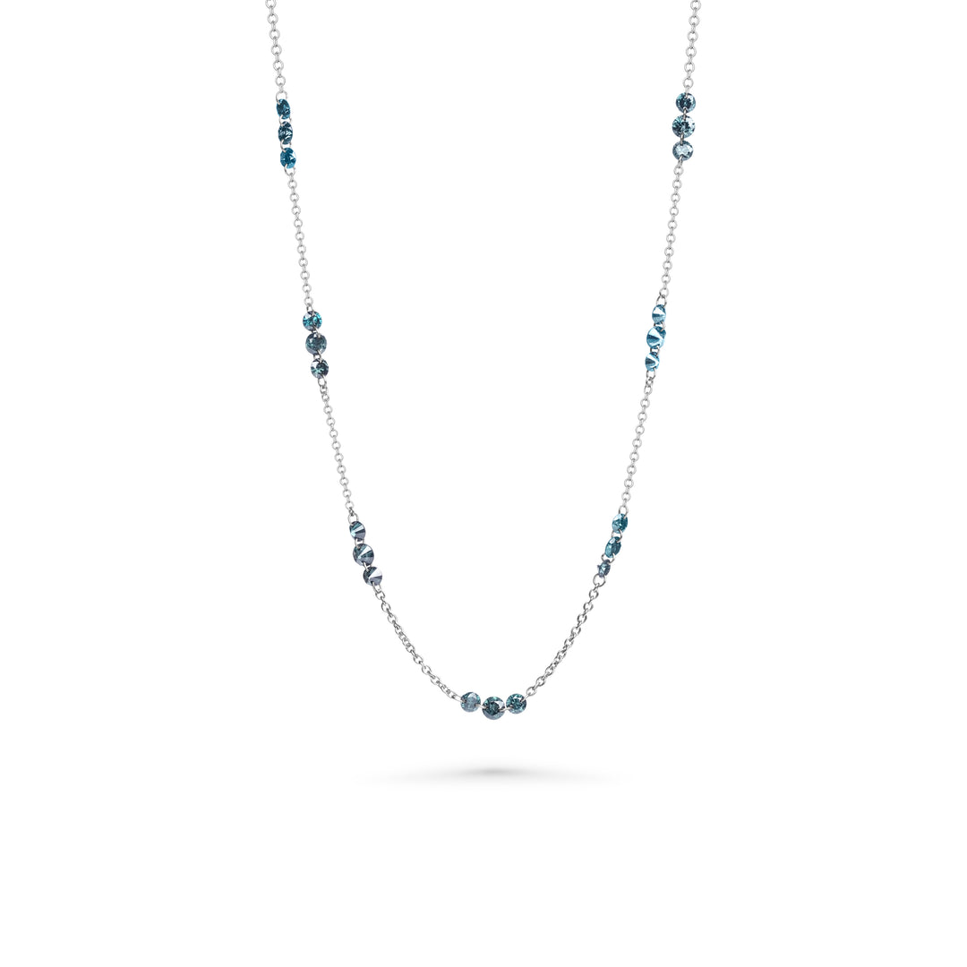 2.77 Cts Blue Diamond Necklace in 14K White Gold