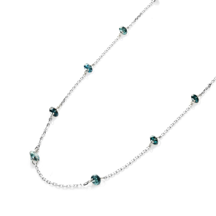 0.43 Cts Blue Diamond Necklace in 14K White Gold