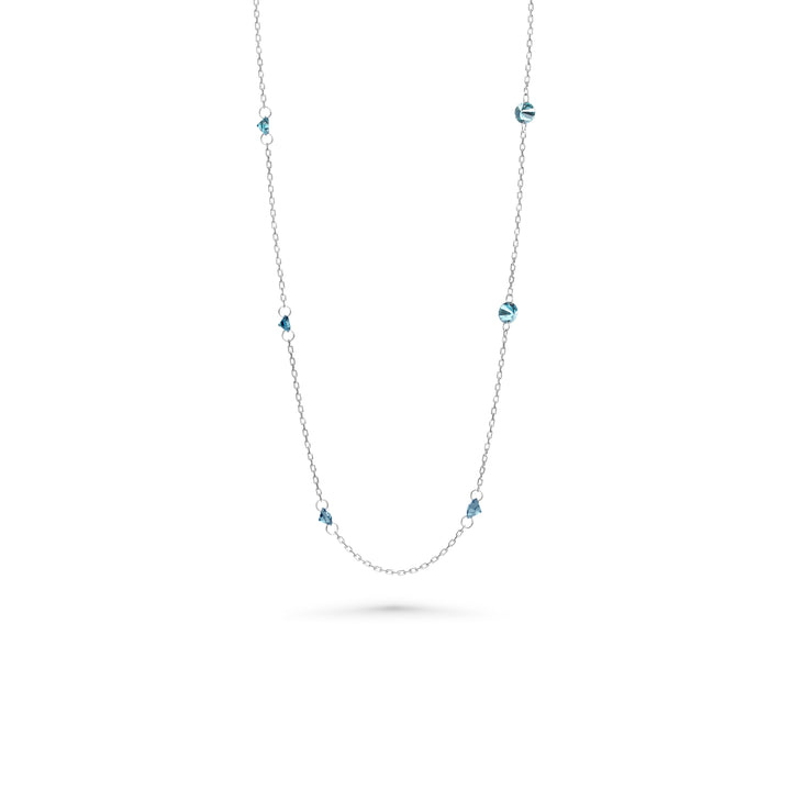 1.65 Cts Blue Diamond Necklace in 14K White Gold