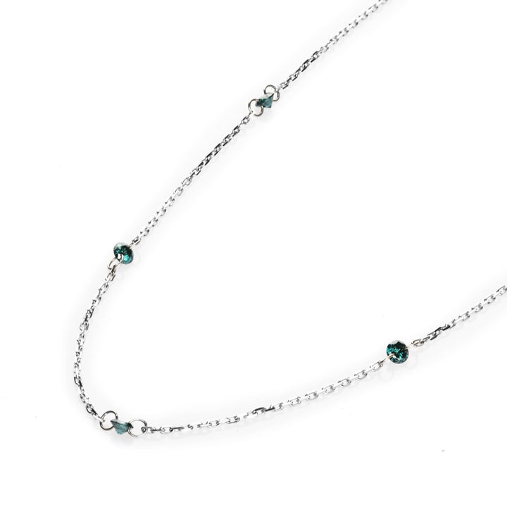 1.65 Cts Blue Diamond Necklace in 14K White Gold