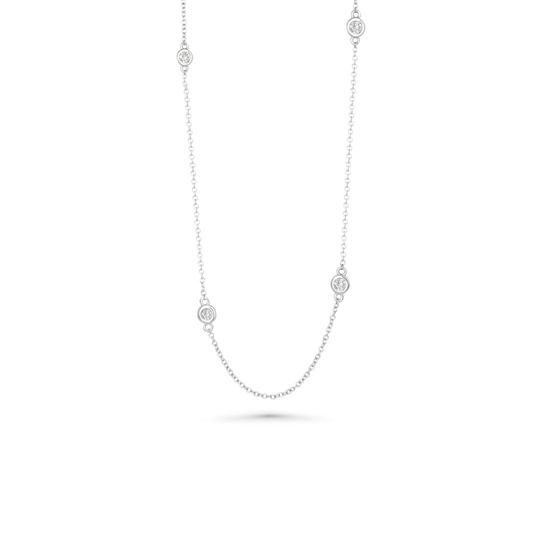 0.46 Cts White Diamond Necklace in 14K White Gold