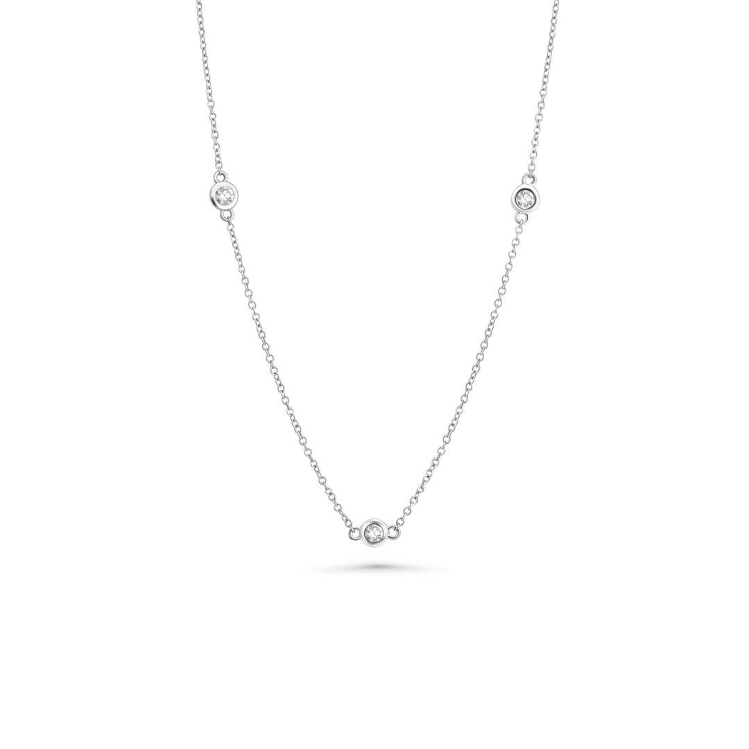 0.91 Cts White Diamond Necklace in 14K White Gold