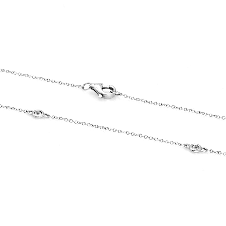 0.91 Cts White Diamond Necklace in 14K White Gold