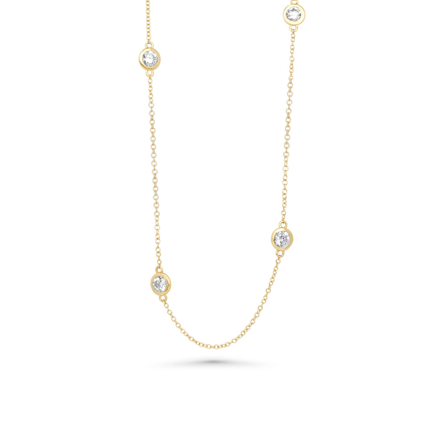 1.05 Cts White Diamond Necklace in 14K Yellow Gold