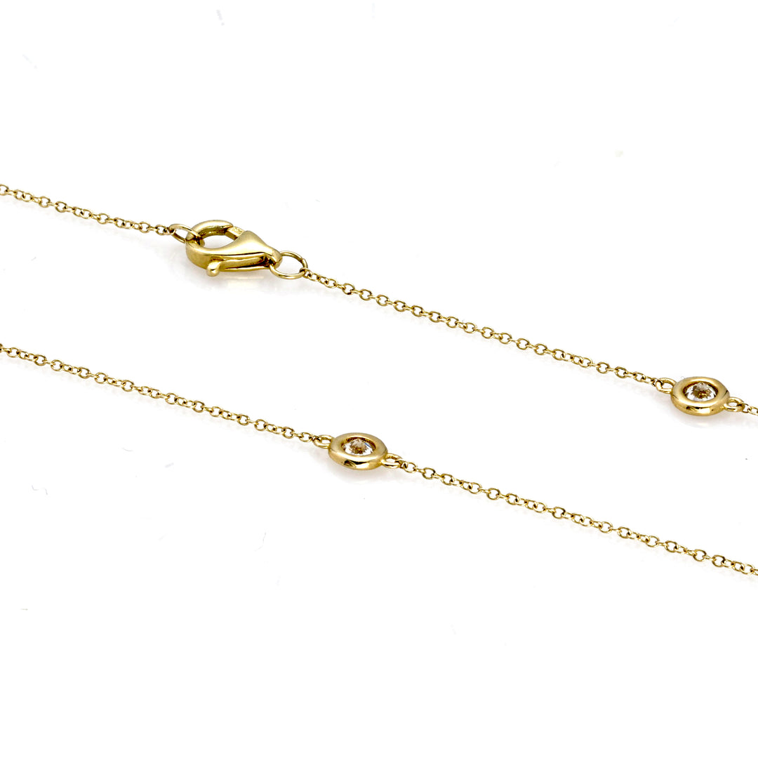 1.05 Cts White Diamond Necklace in 14K Yellow Gold
