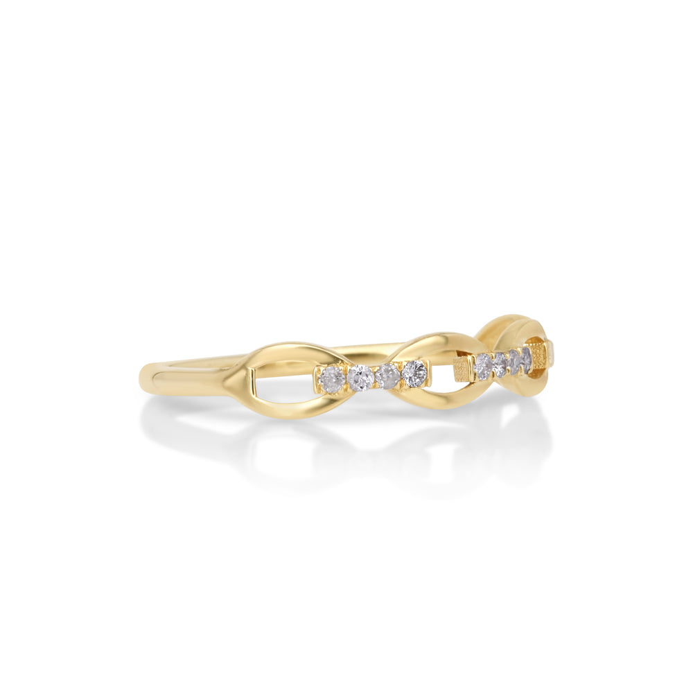 0.06 Cts White Diamond Ring in 14K Yellow Gold
