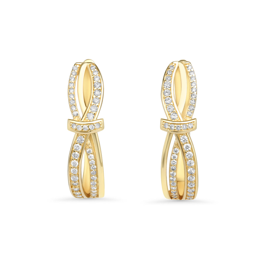 0.4 Cts White Diamond Earring in 14K Yellow Gold