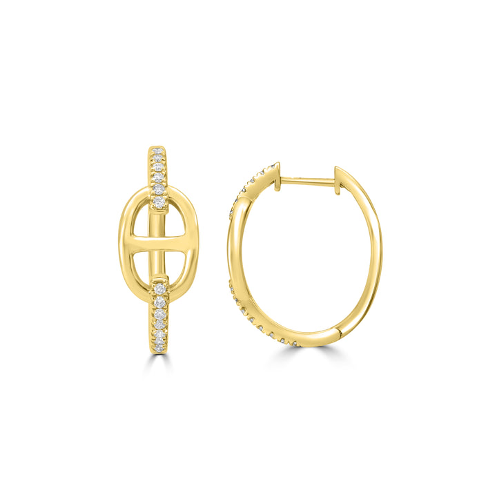 0.21 Cts White Diamond Hoop Earring in 14K Yellow Gold