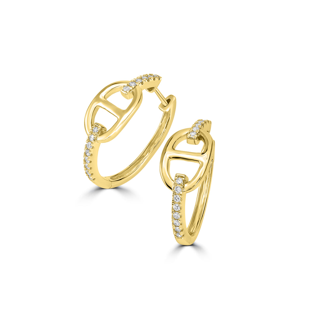 0.21 Cts White Diamond Hoop Earring in 14K Yellow Gold