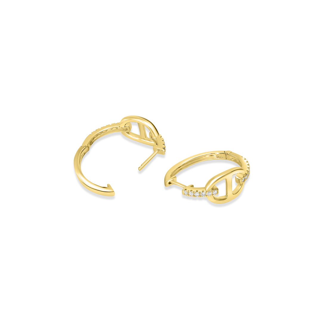 0.21 Cts White Diamond Hoop Earring in 14K Yellow Gold