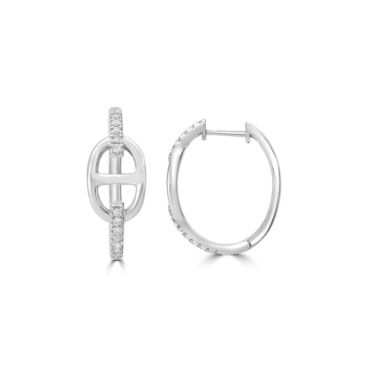 0.21 Cts White Diamond Hoop Earring in 14K White Gold