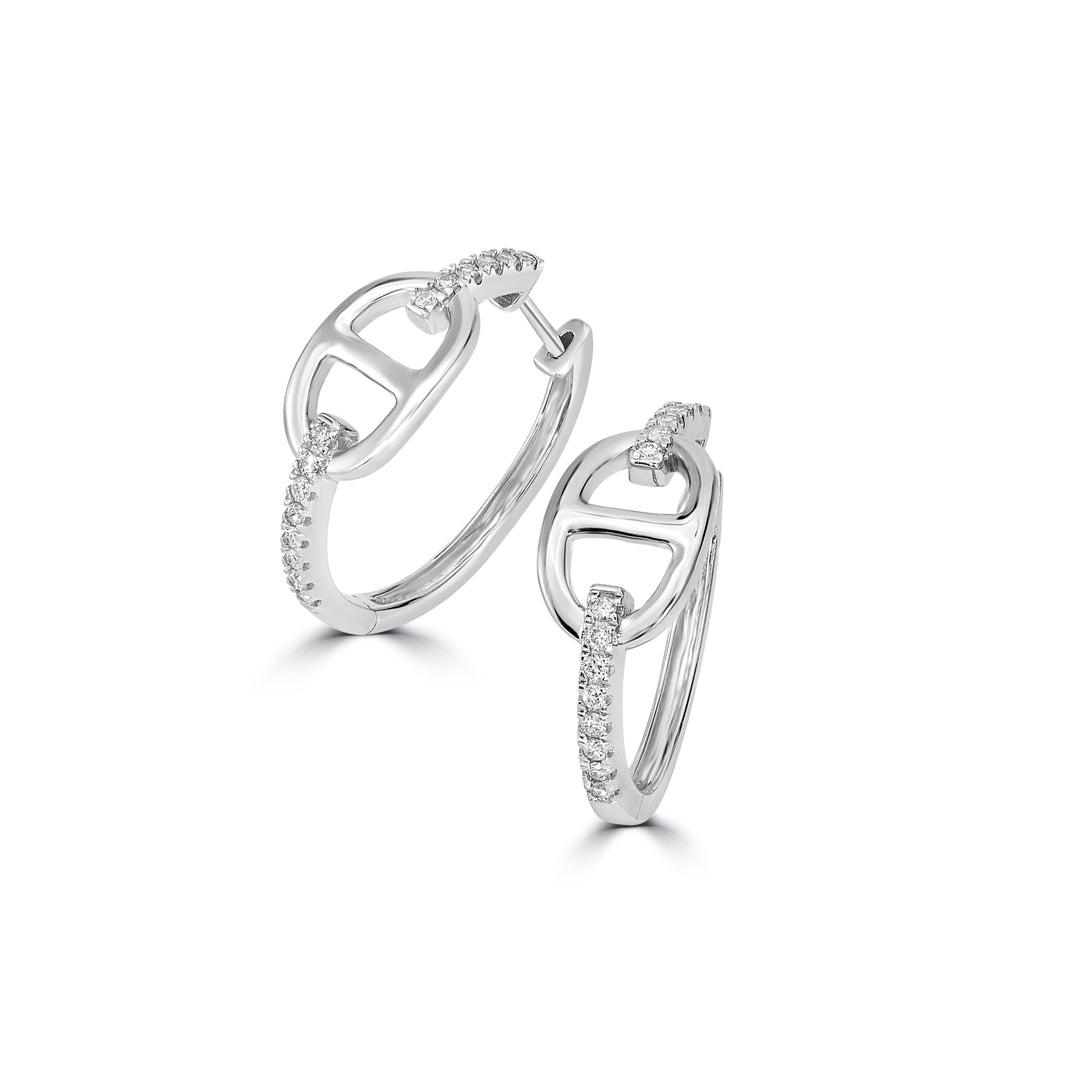 0.21 Cts White Diamond Hoop Earring in 14K White Gold