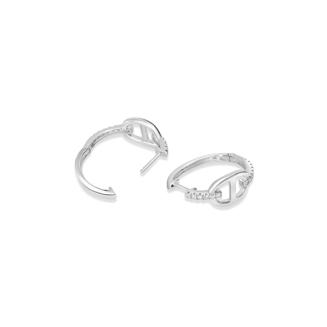 0.21 Cts White Diamond Hoop Earring in 14K White Gold