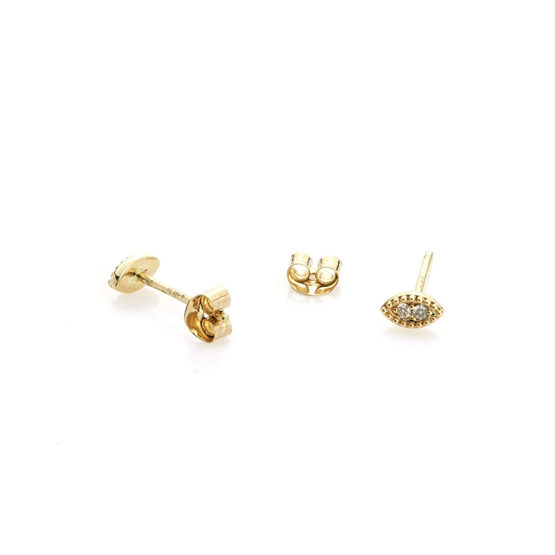 0.03 Cts White Diamond Earring in 14K Yellow Gold