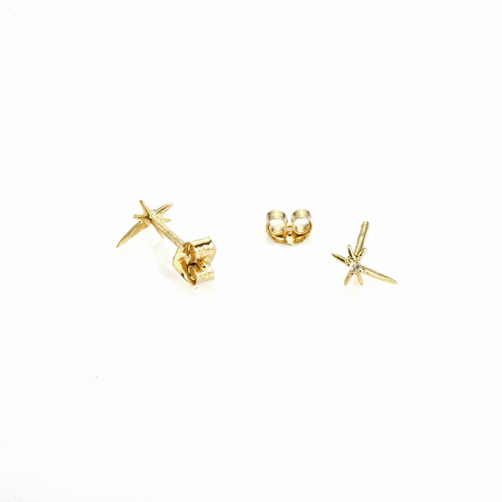0.02 Cts White Diamond Earring in 14K Yellow Gold