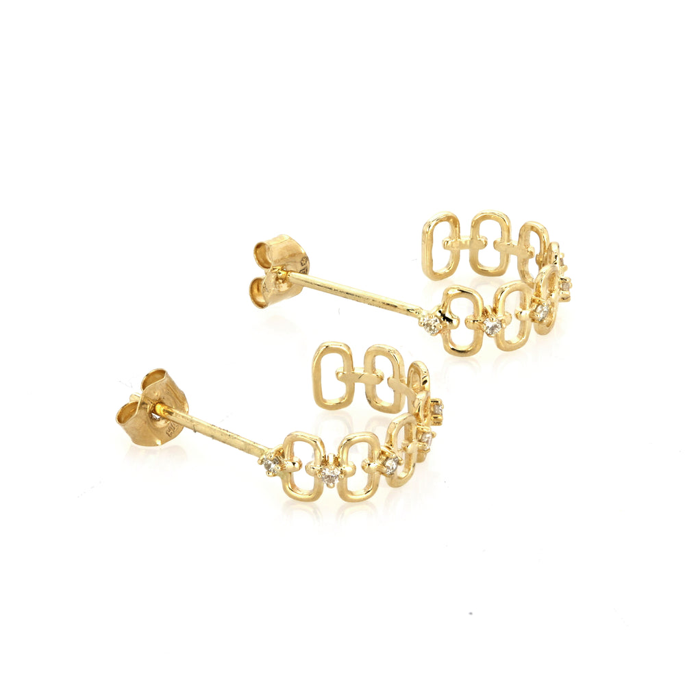 0.08 Cts White Diamond Earring in 14K Yellow Gold