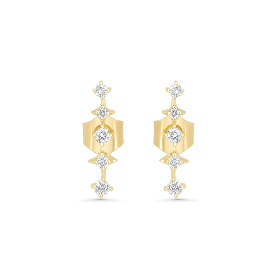 0.13 Cts White Diamond Earring in 14K Yellow Gold