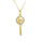 0.10 Cts White Diamond Key Pendant in 14K Yellow Gold