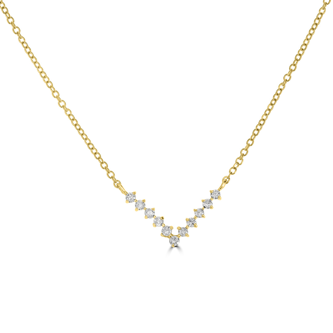 0.09 Cts White Diamond Necklace in 14K Yellow Gold