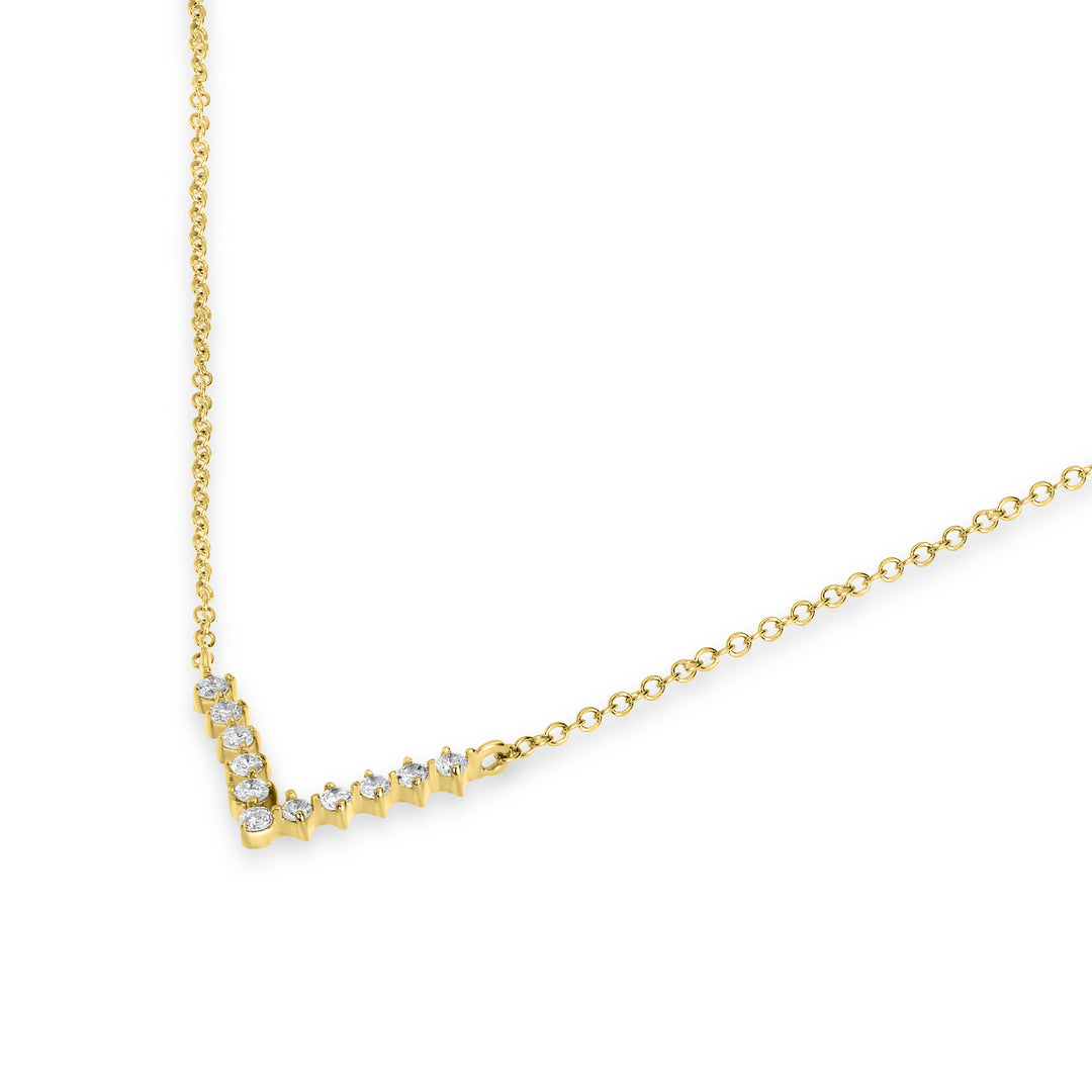 0.09 Cts White Diamond Necklace in 14K Yellow Gold