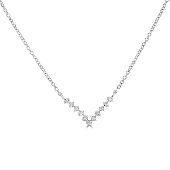 0.09 Cts White Diamond Necklace in 14K White Gold