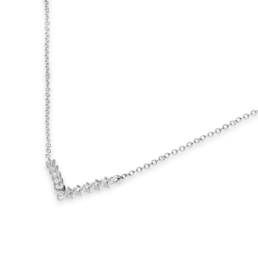 0.09 Cts White Diamond Necklace in 14K White Gold