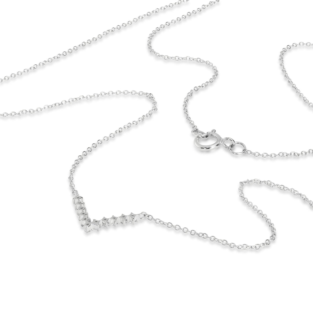 0.09 Cts White Diamond Necklace in 14K White Gold